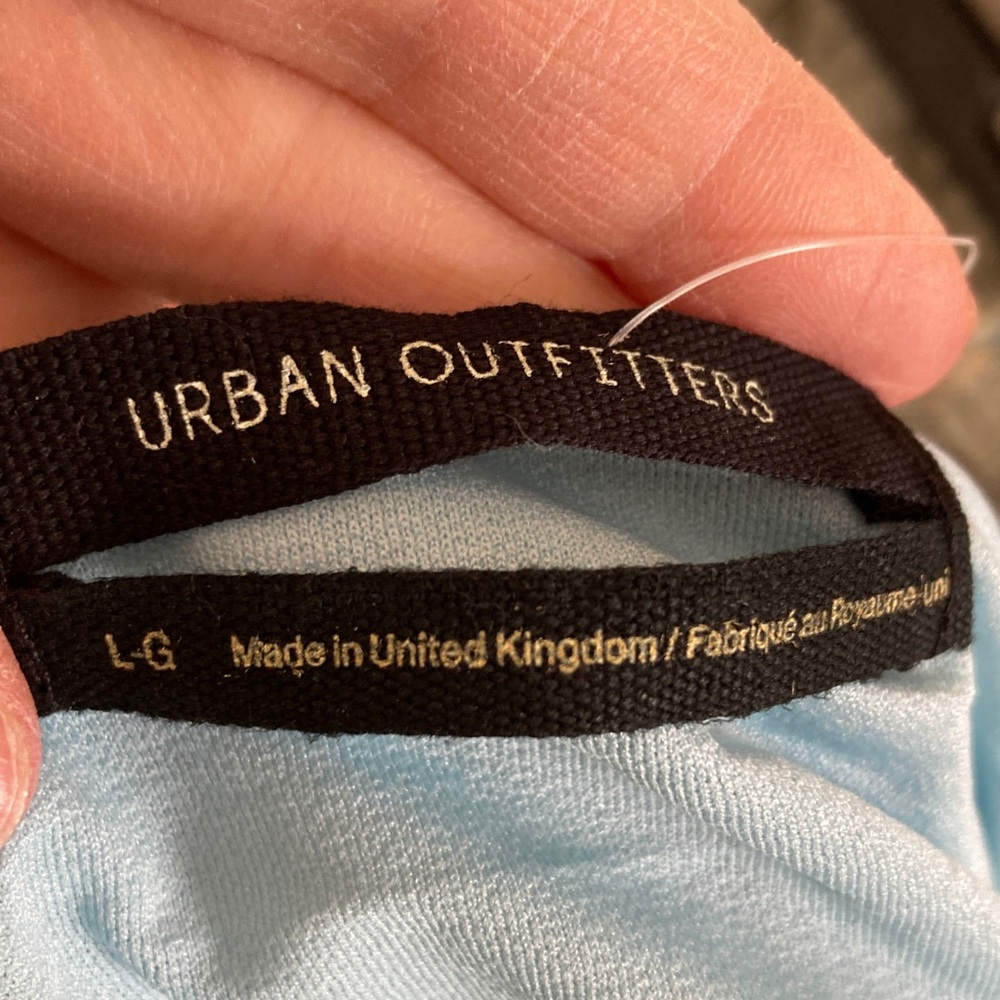 Urban Outfitters Light Blue Satin Slip Dress with Floral Accents - Picture 2 of 9